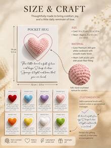 Personalized Pocket Hug Heart Card With Custom Text, Tiny Knitted Heart Keepsake. Sweet Comforting Gift For Long Distance Friends, Family And Partners, Ideal Encouragement Souvenir For Every Meaningful Moment. - Multicolor - View 5