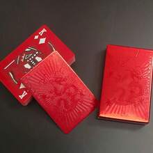 1 Set Of 54 Colorful Red And Gold Card Game Cards Waterproof Multiplayer Game Card Set Magic Pack Wedding Party Birthday Holiday Board Game Gift Collection Halloween Party Small Gift, Decoration - Red - View 2