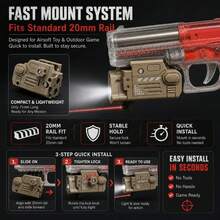 Puntero Láser Rojo SBAL PL Portátil de Doble Color con Función de Destello, Apto para Riel de 20mm, Indicador Láseráctico para Exteriores, Accesorios para Modelos de Armas de Aire Comprimido, Suministros para Aficionados - 1 unidad - Ver 2