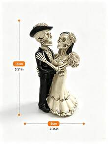 Romantic Skeleton Couple Figurine, Resin Skeleton Newlywed Couple Sculpture, Suitable For Gothic Home Decor, Fireplace Mantel, Bookshelf, Wedding Gift And Halloween Decoration - 1PC - View 8