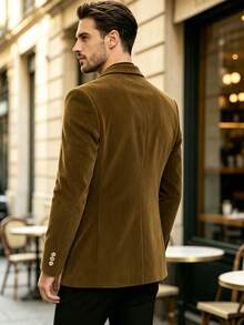 Men's Vintage Corduroy Blazer, Slim Fit Design, Comfortable And Confident Wear, Suitable For Formal Occasions, Business Meetings And Gatherings - Brown - View 3