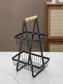 A-Shaped Multi-Layer Fruit And Vegetable Storage Rack, Hollow Iron Art Draining Fruit Basket, Home Dining Table Snack And Fruit Display Stand, Black And White Minimalist 3-Tier Fruit Basket, Portable Detachable Vegetable Storage Basket, Kitchen Countertop Tiered Storage Shelf, Hollow Mesh Design, Breathable And Draining, A-Shaped Stable Support, Anti-Tip, Tiered Design, Fits Various Sizes Of Fruit, Easy To Access - Multicolor - View 15