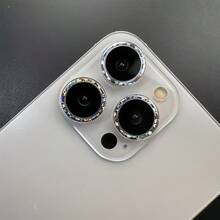 Silver Camera Lens Protector Film, Compatible With IPhone 17pro Max/16/15/14 Plus/13/12/11 Phone Lens Protector Film, Full Coverage Camera Glass Film, Shiny Star Lens Decoration Sticker, Fashionable Phone Accessory, Effective Scratch Resistance - Silver - View 7