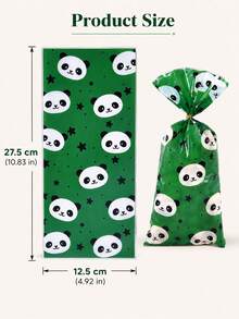 50/100pcs Green Panda Print OPP Treat Bags With Gold Twist Ties, Cute Cartoon Animal And Star Pattern Candy Snack Gift Packaging Bags, Clear Party Favor Pouches For Birthday Celebrations, Panda Theme Dessert Tables, Bakery Packaging, Reusable Bags - Multicolor - View 6