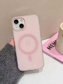 Compatible With Apple 17 Pro Max Phone Case 16 Solid Color Macaron Magnetic 13 Minimalist Niche 12 Ins New Style 14 Influencer Couple 12 Pro Wireless Charging 15 Super Popular Phone Cover - Pink - View 4