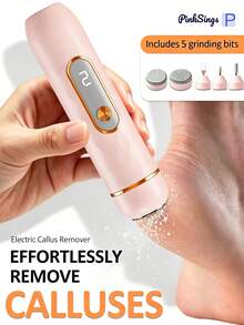 PinkSings Electric Foot Callus Remover & Foot Care Set - 2-Speed Rechargeable Foot File With 5 Grinding Heads, Suitable For Cracked Heels, Dead Skin And Thick Toenails, Includes Heel Scraper And Nail Grinding Head - Multicolor - View 2