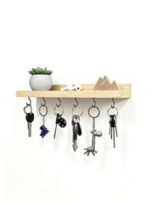 Floating Wooden Frame With Hooks | Handmade Entryway Storage Rack Suitable For Living Room Kitchen Hallway Wall-Mounted Storage Rack Display Shelf Organizer Decorative Storage Rack - View 14
