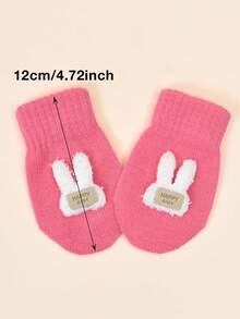 Tobelandyx 3 Pairs, 0-2 Years Old Baby Autumn/Winter Bear And Rabbit Embroidered Knitted Mittens, Toddler Baby Crawling Anti-Scratch Gloves, Suitable For Daily Casual Wear And Outdoor Cold Protection - 3 Pairs - View 5