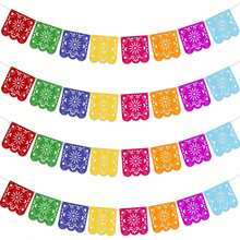 5 Pcs (40 Pieces) Mexican Felt Banners, Colorful Day Of The Dead Party Decorations, Holiday Birthday Party Decor, Day Of The Dead Garland, Mexican Decor, Wedding Holiday Party Halloween Christmas Decorations - A - View 10