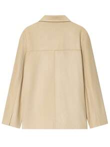 Women's Solid Color Front Button Blazer Jacket, Casual Daily Wear, With Faux Pockets, Suitable For Spring And Autumn - Khaki - View 5