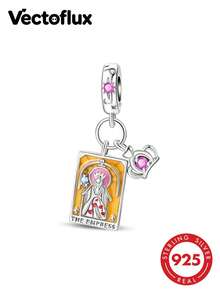 Vectoflux 1pc S925 Sterling Silver Queen Tag Pendant, Suitable For Handmade Bracelet, Necklace, Keychain DIY, Women's Gift, Birthday Party Holiday Gift - PAC1606 - View 1