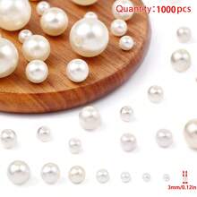 4-16mm Ngà voi ABS Ngọc trai Giả Hạt Với Thẳng Lỗ Đối với Quý cô Vòng tay & Vòng cổ DIY Làm đồ trang sức Chất liệu - Lỗ thẳng màu be - Xem 22