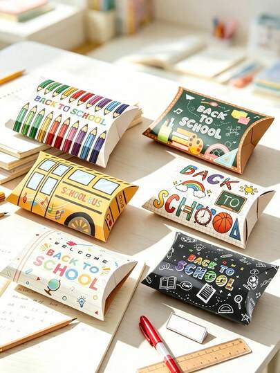 24 buah Kotak Hadiah Kembali ke Sekolah, Kotak Bantal Kertas untuk Wanita/Pria, Kotak Hadiah Desain Pensil Bus Sekolah, Kotak Suvenir Pesta Siswa Kelas, Cocok untuk Dekorasi Hari Pertama Sekolah, Dekorasi Musim Kembali ke Sekolah, Dekorasi Pesta, Dekorasi Kantor, Perlengkapan Kemasan Sekolah, Dekorasi Sekolah, Dekorasi Kemasan Hadiah Ulang Tahun