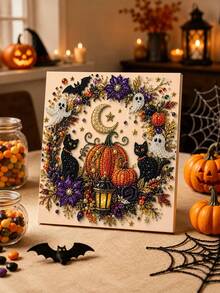 Halloween 3D Pearl Art Kit, Adult Diamond Craft | Spooky Cute 3D Art, Autumn Wall Decor, Beginner-Friendly DIY Kit, Complete Craft Set, Fun Family Activity - Pumpkin - View 1