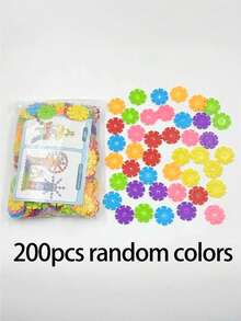 50/100/200pcs Colorful Snowflake Building Blocks Set With Storage Box, 3cm Letter Interlocking Plastic Discs, STEM DIY Creative Construction And Stacking Puzzle Toy, Educational Gift For Children To Develop Fine Motor Skills, Party Favor, Kids Party Gift - Multicolor - View 12