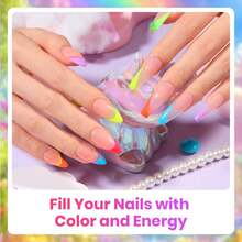 Beetles 6 Colors Rainbow Kingdom Neon Gel Nail Polish Set, HEMA-Free Hot Pink, Blue, Yellow, Green & Purple Shades, Long-Lasting Soak Off UV LED Gel For Salon, Home DIY & Holiday Manicures - 6 Colors Rainbow Kingdom Neon - 查看 5