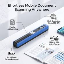 Portable Scanner For A4 Documents, Photos, Images, Receipts, JPG/PDF, 300/600/900dpi Resolution - Blue - View 8