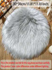 1pc Grey Long Plush Small Round Decorative Rug, Round Faux Fur Sheepskin Carpet, Fluffy Machine Washable Small Rug, Suitable For Nail Table, Makeup Display Decoration, Various Photo Props, Home Decor Minimalist Ins Style Decorative Rug, All Seasons - Grey - View 13