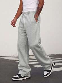 Men's Casual Sports Long Pants, Drawstring Elastic Waist Design, Spring/Summer/Autumn Men's Pants, Daily Wear, Outdoor Sports, Jogging Pants - Light Grey - View 6