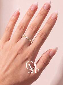 1pc 925 Sterling Silver Twisted Donut Design Ring, Elegant Jewelry Gift For Women, Suitable For Dates - Line Twist - View 2