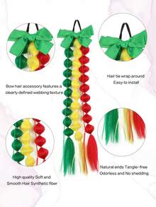 22 Inch Colorful Bubble Ponytail Wig With Bow Hair Accessory, Pink, Purple, Blue, White, Red, Yellow, Green Optional, Crazy Hair Accessory, Suitable For Women Outings, Daily, Holidays, Parties, Christmas, Music Festivals, Carnivals, Halloween - Multicolor - View 4