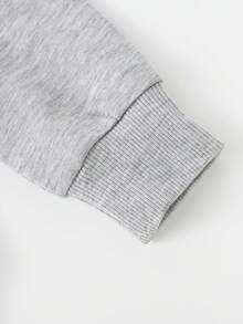 Kids Round Neck Long Sleeve Sweatshirt With Earth Planet English Print, Loose Casual Pullover Sweatshirt For Toddlers And Young Children - Grey - View 6