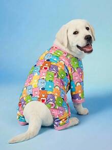 Care Bears X PETSIN 1pc Little Bear Colorful Cartoon Pattern Printed Elastic Four-Legged Pants Jumpsuit For Cats And Dogs, Cute & Comfortable, Great For Indoor Playtime Or Outdoor Park Fun - Multicolor - View 3