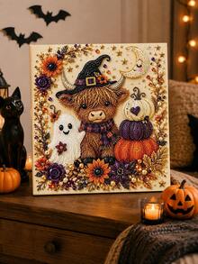Halloween 3D Pearl Art Kit, Adult Diamond Craft | Spooky Cute 3D Art, Autumn Wall Decor, Beginner-Friendly DIY Set, Complete Craft Kit, Fun Family Activity - Highland Cow - View 6