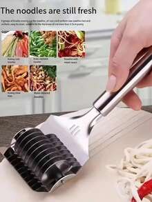 1pc Manual Noodle Cutter, Home Noodle Cutter, Stainless Steel Noodle Cutter, Noodle Knife, Roller Noodle Cutter Tool, Noodle Slicer, Noodle Cutter Tool, Noodle Slicer, Noodle Divider, Kitchen Essential Noodle Slicer - View 2