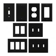 Wall Socket Panel And Switch Panel, Durable PC Material Unbreakable Modern Black/White Electrical Panel, 1/2/3 Gang Switch Rocker And Socket Panel - PC Black Panel - View 6