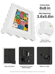 1pc Scallop Picture Frame Available In Multi Color/Size With White Mat, Wave Edge Photo Frame For Children's Gift, 11x14/8x10/6x8/5x7/4x6 Inch, Blue/Red/Yellow/Green/Black/White - Scalloped Picture Frame - View 17