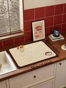 1pc Luxury Faux Linen Woven Pattern Kitchen Mat, 3.5mm Soft Rubber Cuttable, Absorbent & Dirt-Resistant Anti-Slip Kitchen Mat, Living Room Floor Mat, Bathroom Mat, Suitable For Entryway, Hallway, Outdoor Garden - Multicolor - View 12