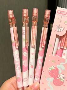 4pcs Strawberry Automatic Pencil Student 0.5mm No-Sharpening Pencil Grape Durable Lead Student Activity No-Sharpening Pencil - Multicolor - View 6