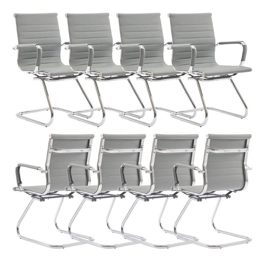 WAHSON OFFICE CHAIRS 8PCS PU Leather Office Chair Metal Frame Conference Chair For Meeting Room/Reception Area - 灰色八把 - 查看 1