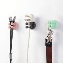 2PCS No-Drill Traceless Silicone Multi-Claw Hooks, Self-Adhesive Wall Mount Storage Clips, Bathroom Hanging Toothbrush, Razor, Towel, Plug, Home Multi-Function Silicone Adhesive Hooks - Multicolor - View 4