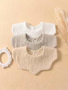 3pcs/Set Cotton Muslin Cute Baby Bibs, Soft & Skin-Friendly Drool Bibs For Infants, Unisex For Boys & Girls, Versatile For Daily Use - Multicolor - View 8