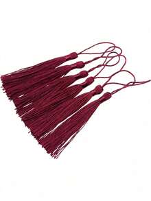 20/50/100/200pcs 13cm (5 Inch) Smooth Silk Thread Bookmarks With Tassels, 2 Inch Hanging Cord Rings And Small Chinese Knots, Suitable For Jewelry Making, Souvenirs, Bookmark Crafting, Handmade DIY Accessories - 13cm Wine Red - View 5
