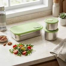 Portable 304 Stainless Steel Lunch Box With Lid, Divided Fruit Salad Food Storage Container, Leak Proof Bento Box, Dishwasher & Microwave Allowable, Suitable For Student Adult Use In School, Office, Outdoor Camping, Picnic,Travel, Back To School - Multicolor - View 2