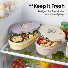 Portable Plastic/304 Stainless Steel Lunch Box With Lid, Divided Fruit Salad Food Storage Container, Leak Proof Bento Box, Dishwasher & Microwave Allowable, Suitable For Student Adult Use In School, Office, Outdoor Camping, Picnic,Back To School - Multicolor - View 10
