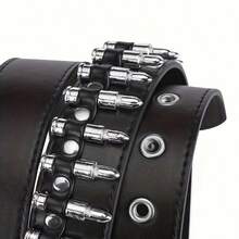 1pc Men's Multi-Color Glitter Star Element Street Hip-Hop Punk Fashion Y2K Belt - Black and Silver - View 3