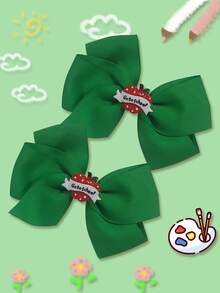 2Pcs Red Hair Clips ABC Blackboard Children Hair Bow Back To School Hair Barrettes For Girls Cute Kids Hairbows For First Day Of School - Green - View 3