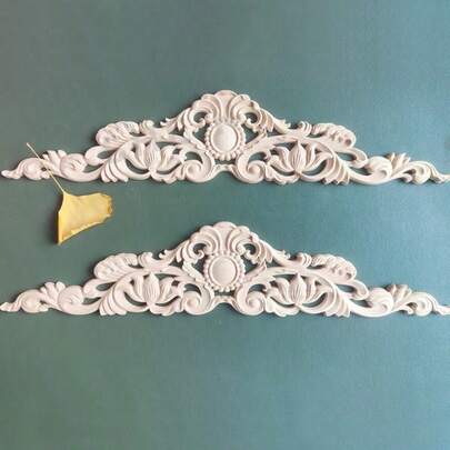 2 buah Applique Kayu Solid 2D untuk Dekorasi Rumah, Bahan Kayu Belum Dicat, Perlengkapan Pertukangan Kayu, Applique 2D yang Indah, Cocok untuk Lemari, Pintu & Jendela, Furnitur, Dinding Latar Belakang, Lorong Masuk, Kantor dan Lainnya, Dekorasi Liburan, Dekorasi 2D DIY, Lis Dekoratif
