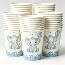 12/24pcs Disposable Party Tableware Paper Cup Set - Multicolor - View 1