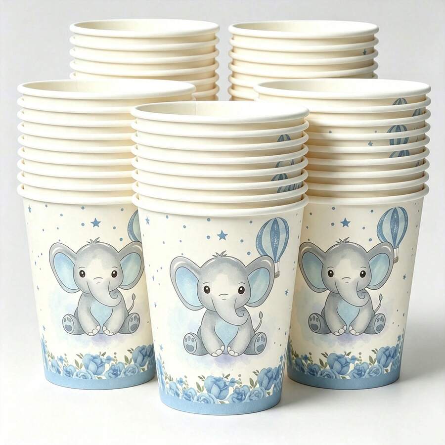 12/24pcs Disposable Party Tableware Paper Cup Set - Multicolor - View 1
