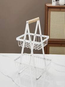 A-Shaped Multi-Layer Fruit And Vegetable Storage Rack, Hollow Iron Art Draining Fruit Basket, Home Dining Table Snack And Fruit Display Stand, Black And White Minimalist 3-Tier Fruit Basket, Portable Detachable Vegetable Storage Basket, Kitchen Countertop Tiered Storage Shelf, Hollow Mesh Design, Breathable And Draining, A-Shaped Stable Support, Anti-Tip, Tiered Design, Fits Various Sizes Of Fruit, Easy To Access - Multicolor - View 14