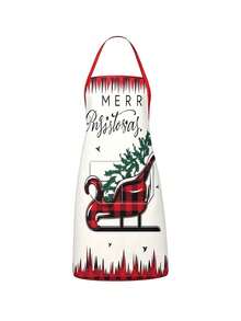 4pcs Christmas Buffalo Plaid Pattern Apron Set, Red Black Check Truck Reindeer Sleigh Print Kitchen Cooking Baking Aprons For Holiday Party Home Decoration - Multicolor - View 7