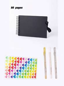 Black Anniversary Photo Album, Travel Journal, Meaningful Notebook, Suitable For Wedding Guest Book And Anniversary Kraft Paper Photo Album, Family Photo Album - Suitable For Handmade Paper, Christmas Gift - Multicolor - View 8