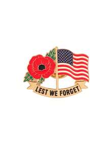1pc Lest We Forget Poppy Brooch, American Flag Ribbon Commemorative Badge, Backpack & Jacket Decoration - Multicolor - View 11