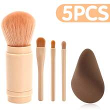 5/6/8PCS Large Brown Makeup Sponge & 4-In-1 Makeup Brush Set, Latex-Free, Wet & Dry Use, Flawless Foundation Application - Multicolor - View 11