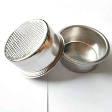1PC Stainless Steel Powder Bowl Espresso Semi-Automatic Coffee Machine 51/53/58mm Single/Double Shot Powder Cup 4-Person Cup Brewing Head Filter Bottomless Handle Filter Mesh - Silver - View 12